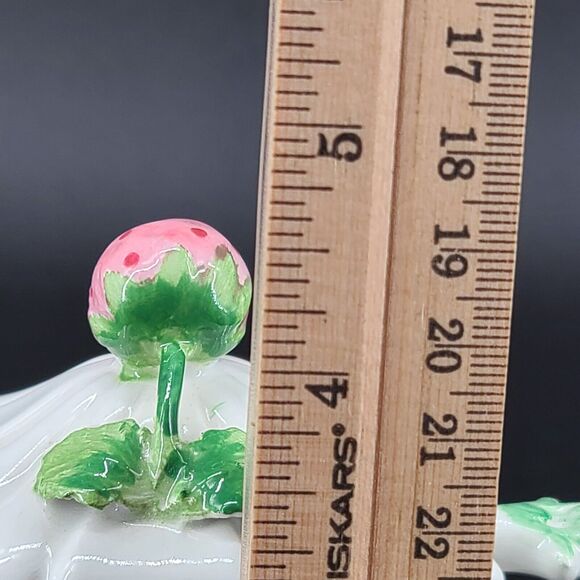 Vintage White Porcelain Cream Sugar Set Pink Strawberries Hand Painted Italy - Picture 11 of 11